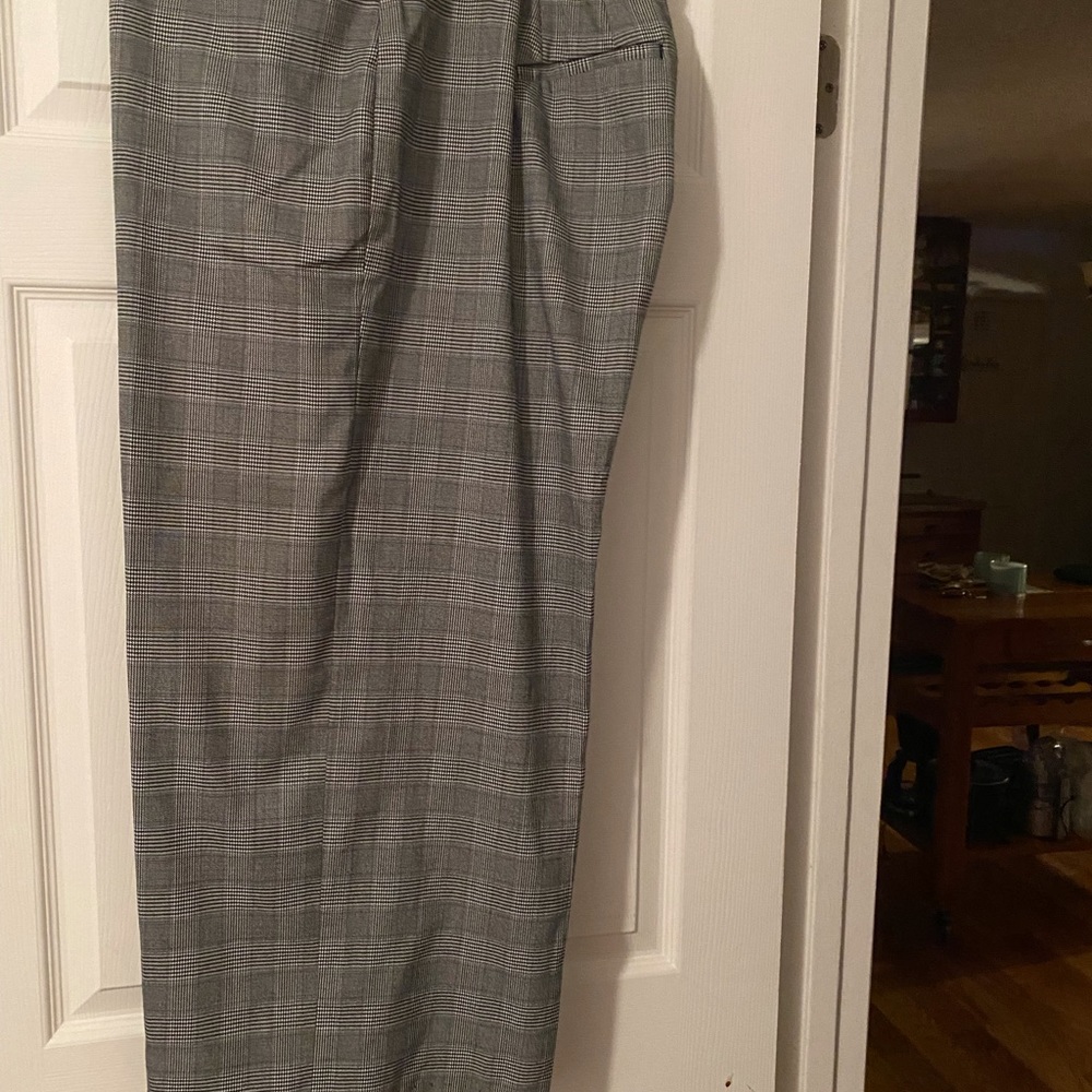 Dress pant black white and green pinstripes wide leg